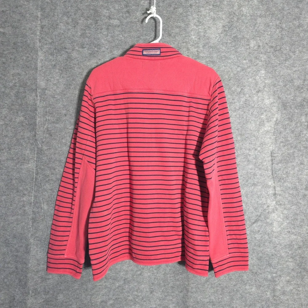 Vineyard Vines Woodhouse Shep Shirt Mens Medium Mariner Pink Striped Quarter Zip